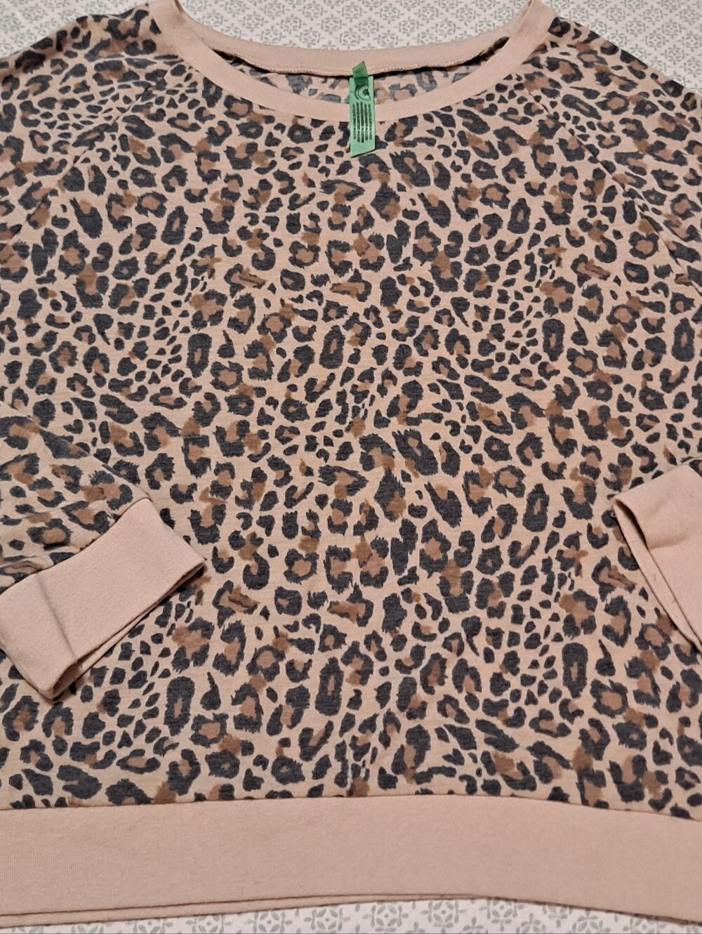 Honeydew Leopard Print Pullover Sweatshirt in Beige and Brown XL